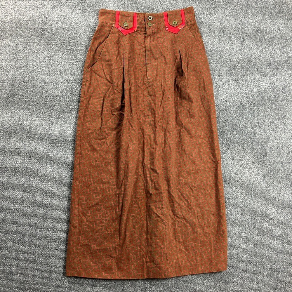 Alexander Campbell Skirt Womens 6 Brown Tribal Maxi Vintage‎ 100% Cotton USA